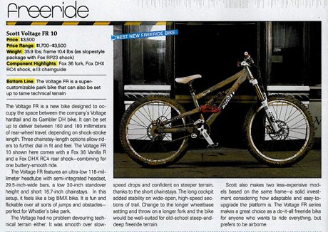 La Scott Voltage FR, elegida mejor bicicleta de Freeride por Bike Magazine