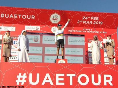 Tour de los Emiratos: Alejandro Valverde: "Con una etapa y segundo en el podio me voy contento"