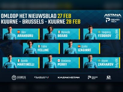 Gorka Izagirre y Alex Aranburu en el Astana para la Omloop y Kuurne-Bruselas-Kuurne