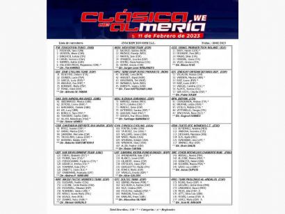Listado oficial de ciclistas inscritas en la I Clásica de Almería Femenina