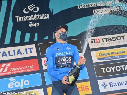 Filippo Ganna, intratable, primer líder de la Tirreno-Adriático