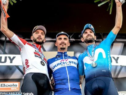 Julian Alaphilippe evita la sexta victoria de Valverde en la Flecha Valona