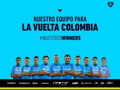 Juan Pablo Suárez al frente del GW Shimano en la Vuelta a Colombia del bicentenario