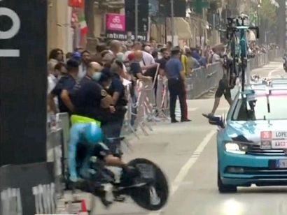 Giro de Italia: Miguel ngel Lpez abandona tras sufrir una cada [Vdeo]