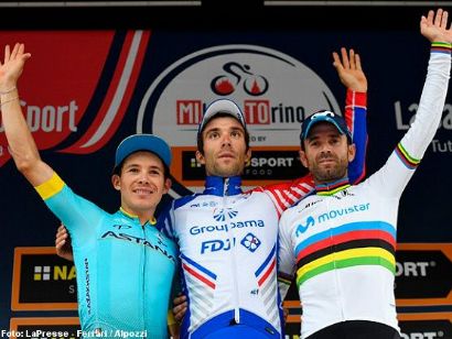 Thibaut Pinot consigue la victoria en la Milán-Turín por delante de López y Valverde