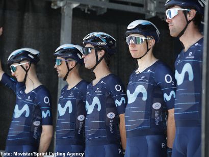 El equipo Movistar, preparado para el Tour de Gran Bretaña