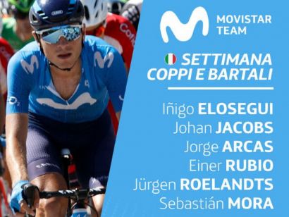 El equipo Movistar, con Arcas, Mora y Elosegui en la Semana Coppi y Bartali
