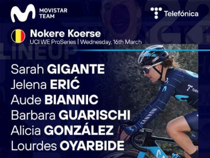 Movistar, con Oyarbide y Alicia González, en la Nokere Koerse
