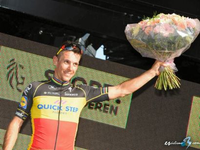 Exhibición de Philippe Gilbert, primer líder de los Tres Días de la Panne
