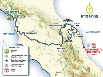 Tirreno-Adriático 2019: Recorrido completo, etapas y perfiles