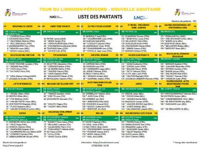 Listado oficial de ciclistas inscritos en el Tour de Limousin 2026 [Dorsales]