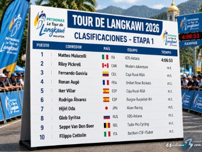 Clasificaciones completas de la 1� etapa del Tour de Langkawi 2026