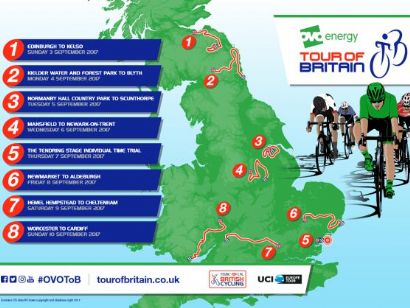 Tour de Gran Bretaña: Etapas del Tour de Gran Bretaña 2017