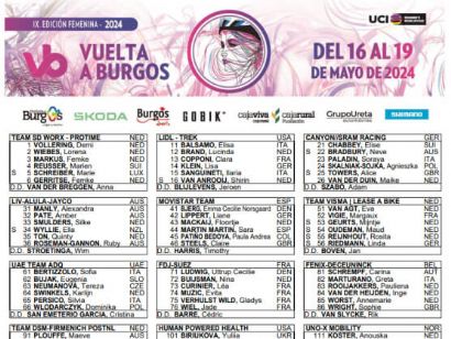 Listado oficial de ciclistas inscritas en la Vuelta a Burgos Femenina 2024