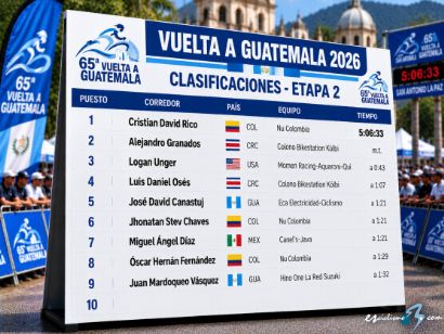 Clasificaciones completas de la 2� etapa de la Vuelta a Guatemala 2026