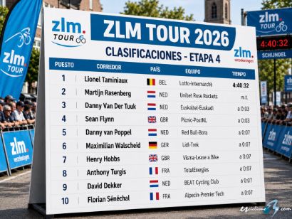 Clasificaciones completas de la 4� etapa del ZLM Tour 2026