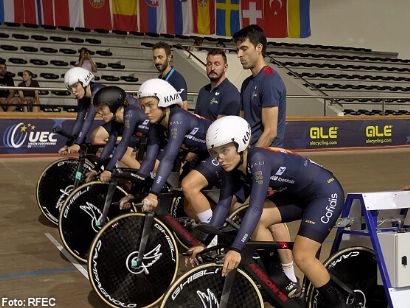 Rcord de Espaa para la cuarteta femenina jnior en el Europeo de ciclismo en pista de Anadia