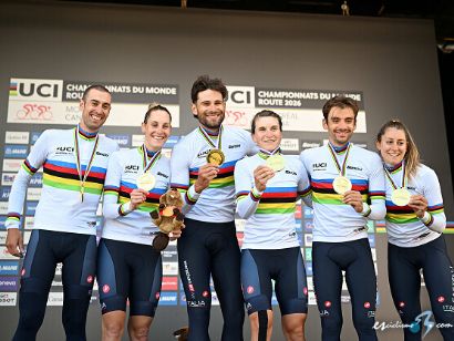 Italia gana el Mundial de contrarreloj de relevo mixto por delante de Francia y Suiza; Espa�a sexta