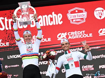 Tadej Pogacar: "Sin el equipo es imposible ganar as� en la Strade Bianche"