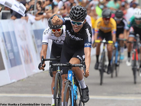 Vuelta a Colombia: La tercera etapa es para Brayan Snchez, scar Sevilla recupera el liderato