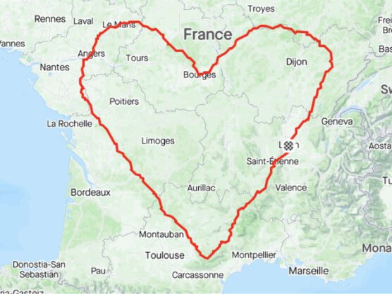 Nuevo Rcord Guinness: Una ruta de 2.172 kilmetros en bicicleta para formar un corazn gigante