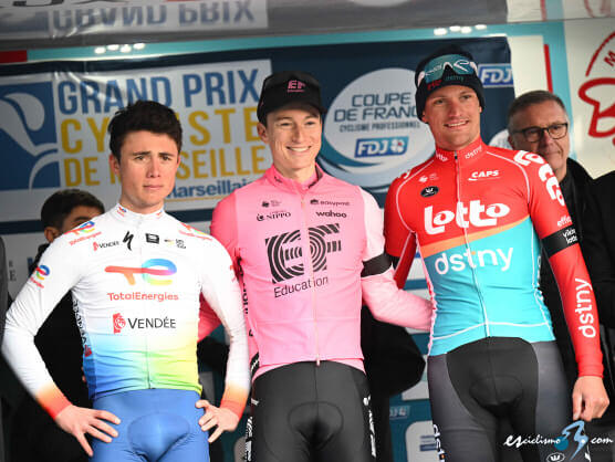 Neilson Powless se exhibe en el Gran Premio Ciclista La Marsellesa
