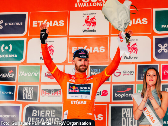 Jordi Meeus impone su punta de velocidad en Lobbes y es el primer líder del Tour de Valonia Jordi Meeus impone su punta de velocidad en Lobbes y es el primer líder del Tour de Valonia