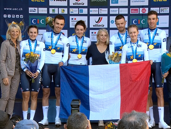 Campeonato de Europa: Francia logra el oro en la contrarreloj de relevos mixtos élite Campeonato de Europa: Francia logra el oro en la contrarreloj de relevos mixtos élite