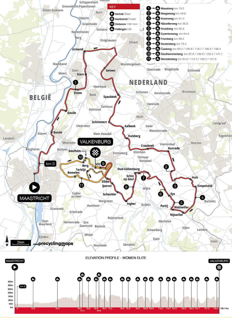 Mapa y perfil de la Amstel Gold Race Femenina 2026