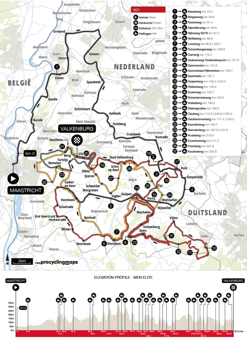 Mapa y perfil de la Amstel Gold Race 2026