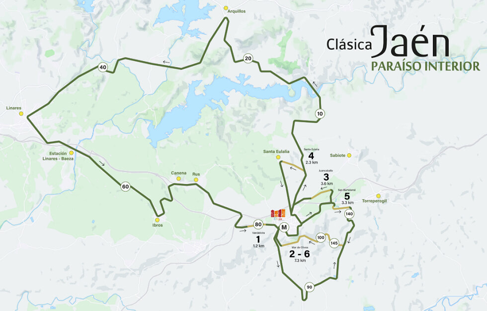 Mapa del nuevo recorrido de la Clásica Jaén Paraíso Interior 2026 Mapa del nuevo recorrido de la Clásica Jaén Paraíso Interior 2026