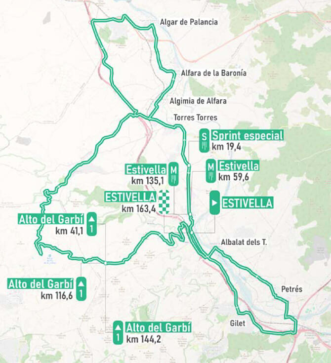 Mapa de la Clàssica Camp de Morvedre 2026 Mapa de la Clàssica Camp de Morvedre 2026