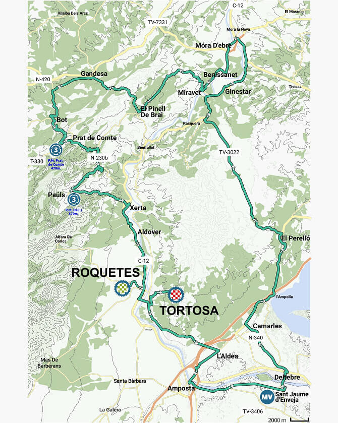 Mapa del recorrido de la Clssica Terres de lEbre 2025