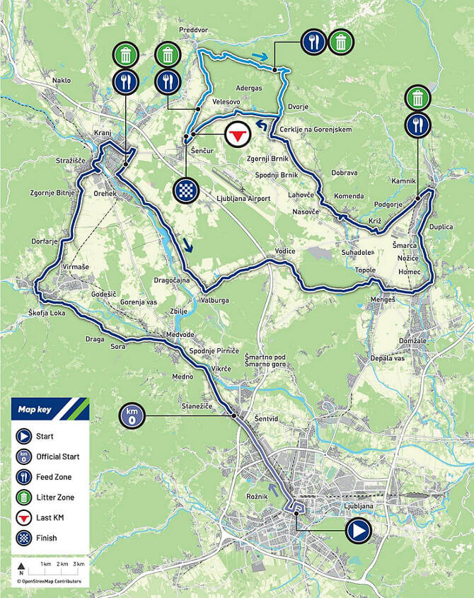 Mapa del recorrido de la prueba en línea élite masculina del Campeonato de Europa de Ciclismo 2026 Mapa del recorrido de la prueba en línea élite masculina del Campeonato de Europa de Ciclismo 2026