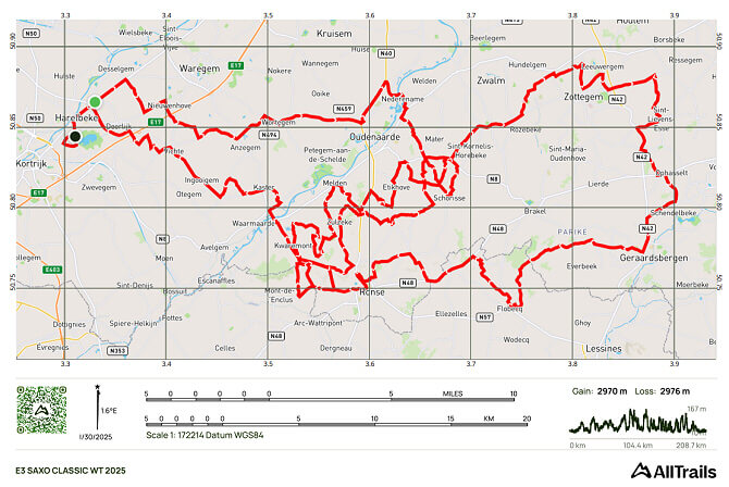 Mapa del recorrido completo de la E3 Saxo Classic 2025