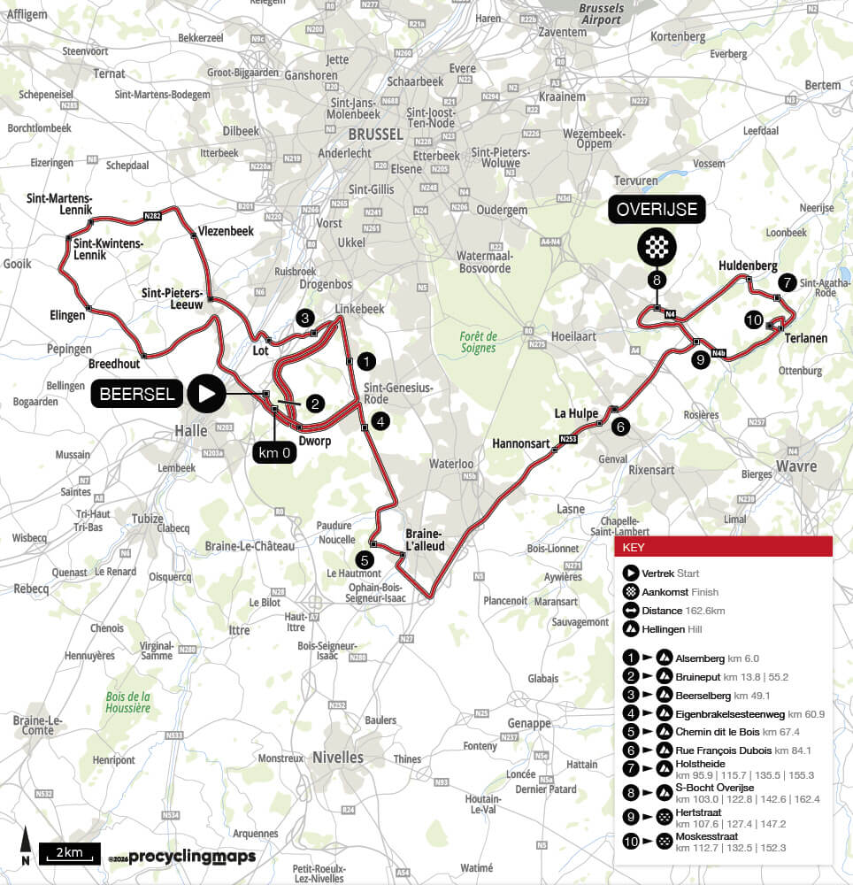Mapa del recorrido completo de la Flecha Brabanzona 2026