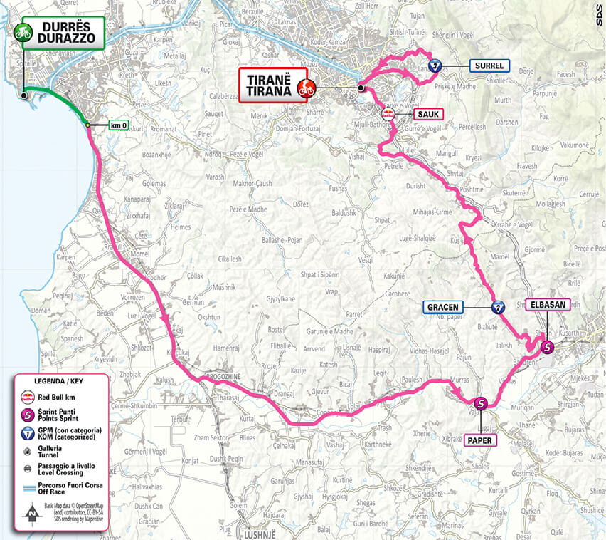 Giro de Italia 2025 - Recorrido de la etapa 1
