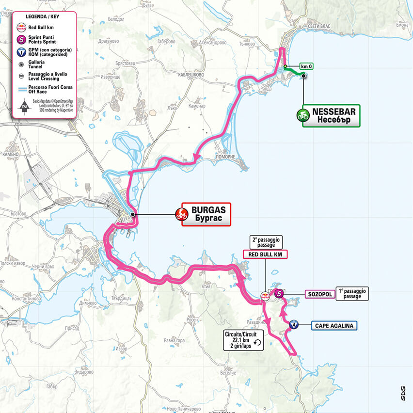 Giro de Italia 2026 - Mapa del recorrido de la etapa 1