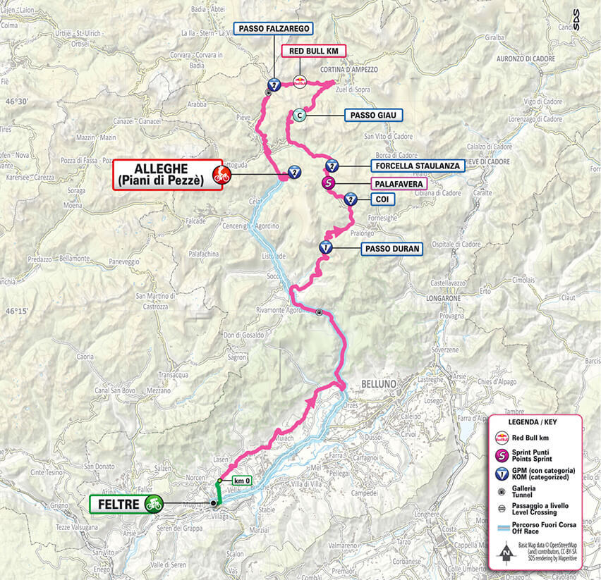 Giro de Italia 2026 - Mapa del recorrido de la etapa 19 Giro de Italia 2026 - Mapa del recorrido de la etapa 19