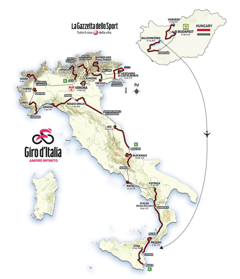 Recorrido completo del Giro de Italia 2022 Recorrido completo del Giro de Italia 2022