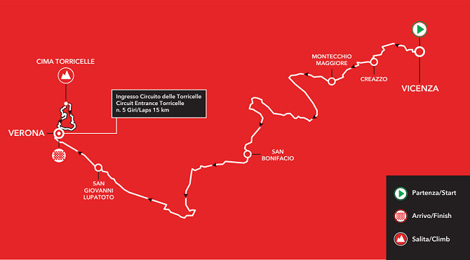 Mapa del recorrido completo del Giro del Veneto 2025
