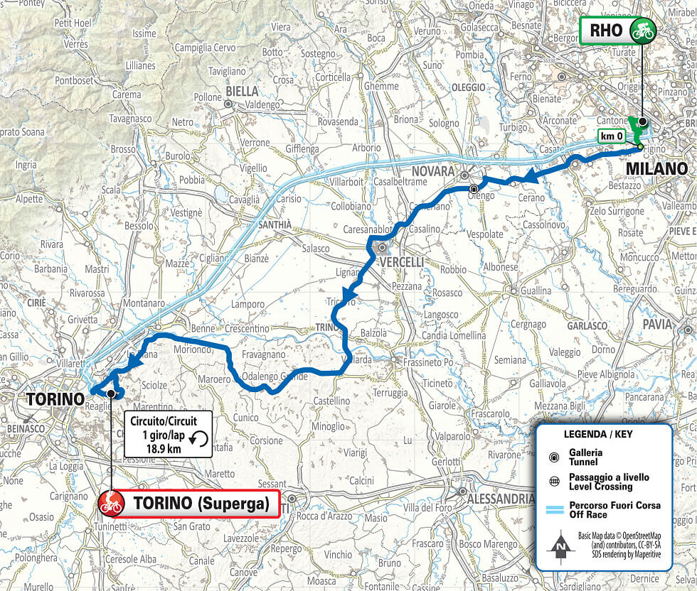 Mapa del recorrido de la Miln-Turn 2025
