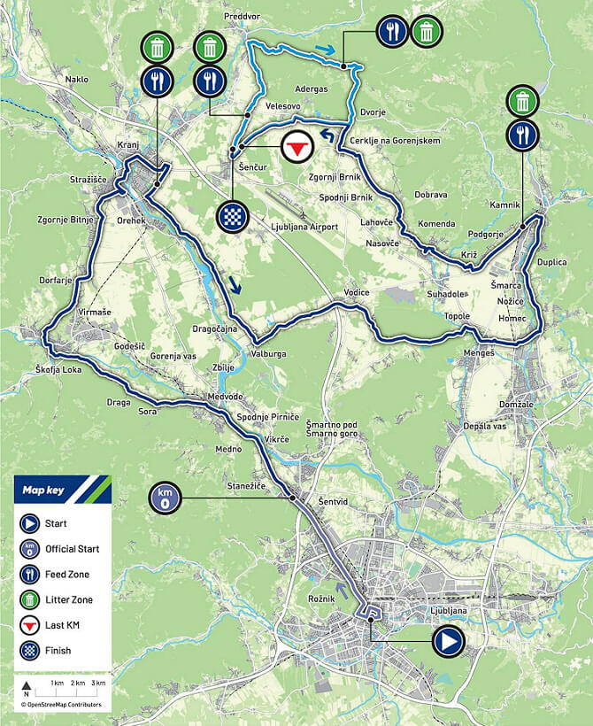 Mapa del recorrido del Campeonato de Europa de ciclismo en ruta élite femenino 2026 Mapa del recorrido del Campeonato de Europa de ciclismo en ruta élite femenino 2026