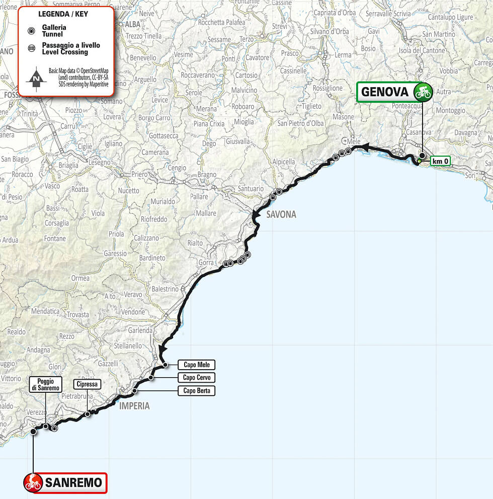 Mapa del recorrido de la Sanremo Women 2025