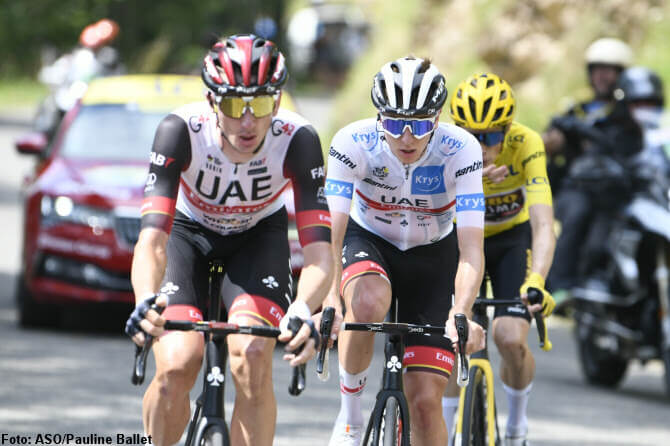 McNulty, Pogacar y Vingegaard en el final de etapa