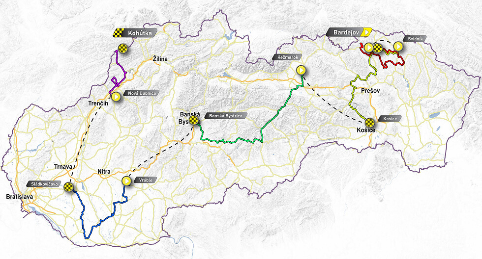 Mapa del recorrido completo del Tour de Eslovaquia 2025