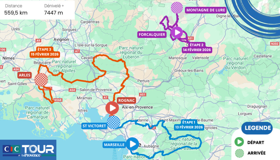 Mapa del recorrido completo del Tour de La Provenza 2026
