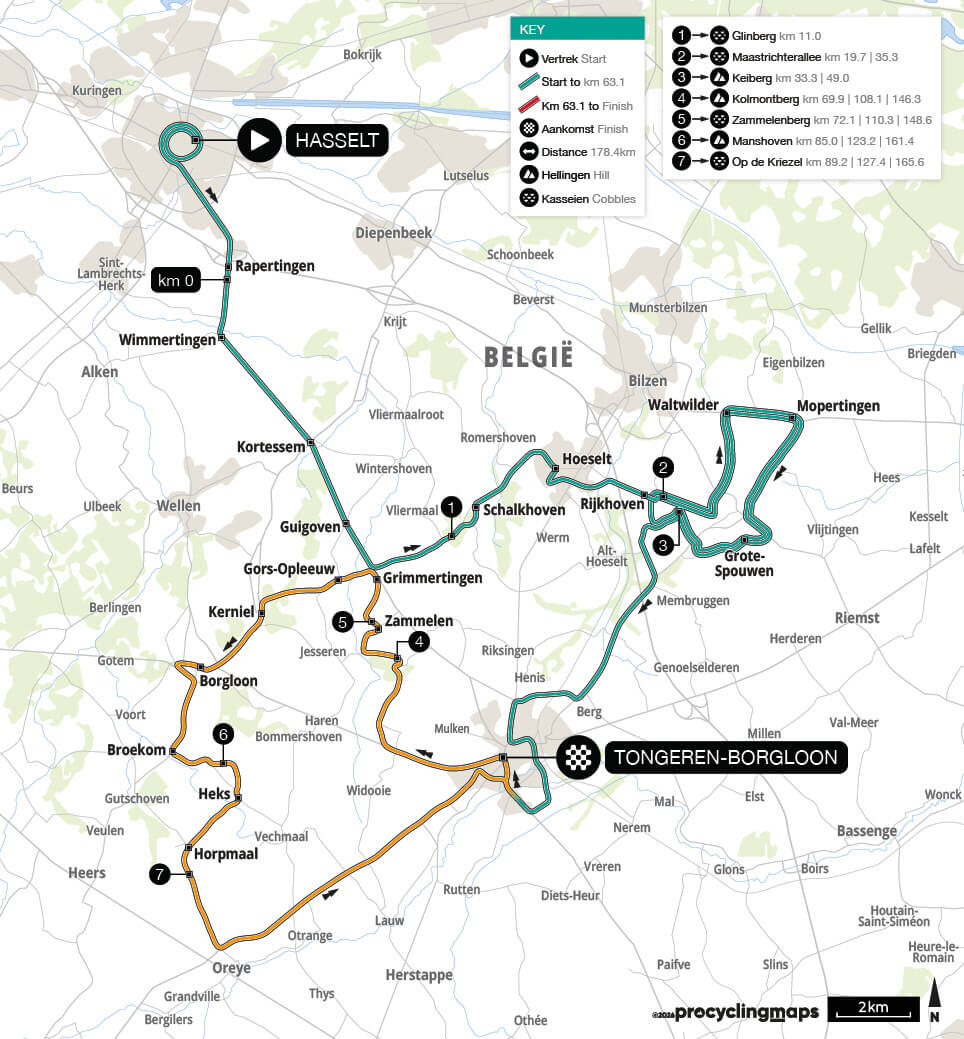 Mapa del recorrido del Tour de Limburgo 2026