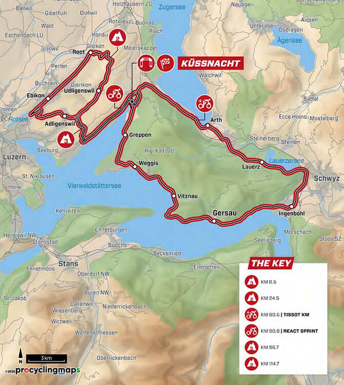 Tour de Suiza 2025 - Mapa del recorrido de la etapa 1