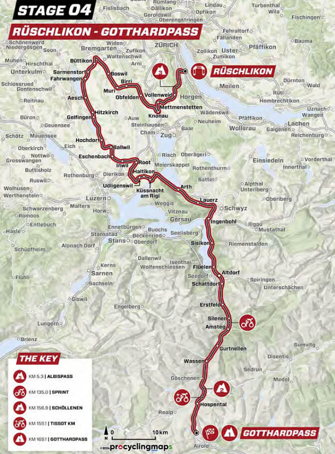 Tour de Suiza 2024 - Mapa del recorrido de la etapa 4